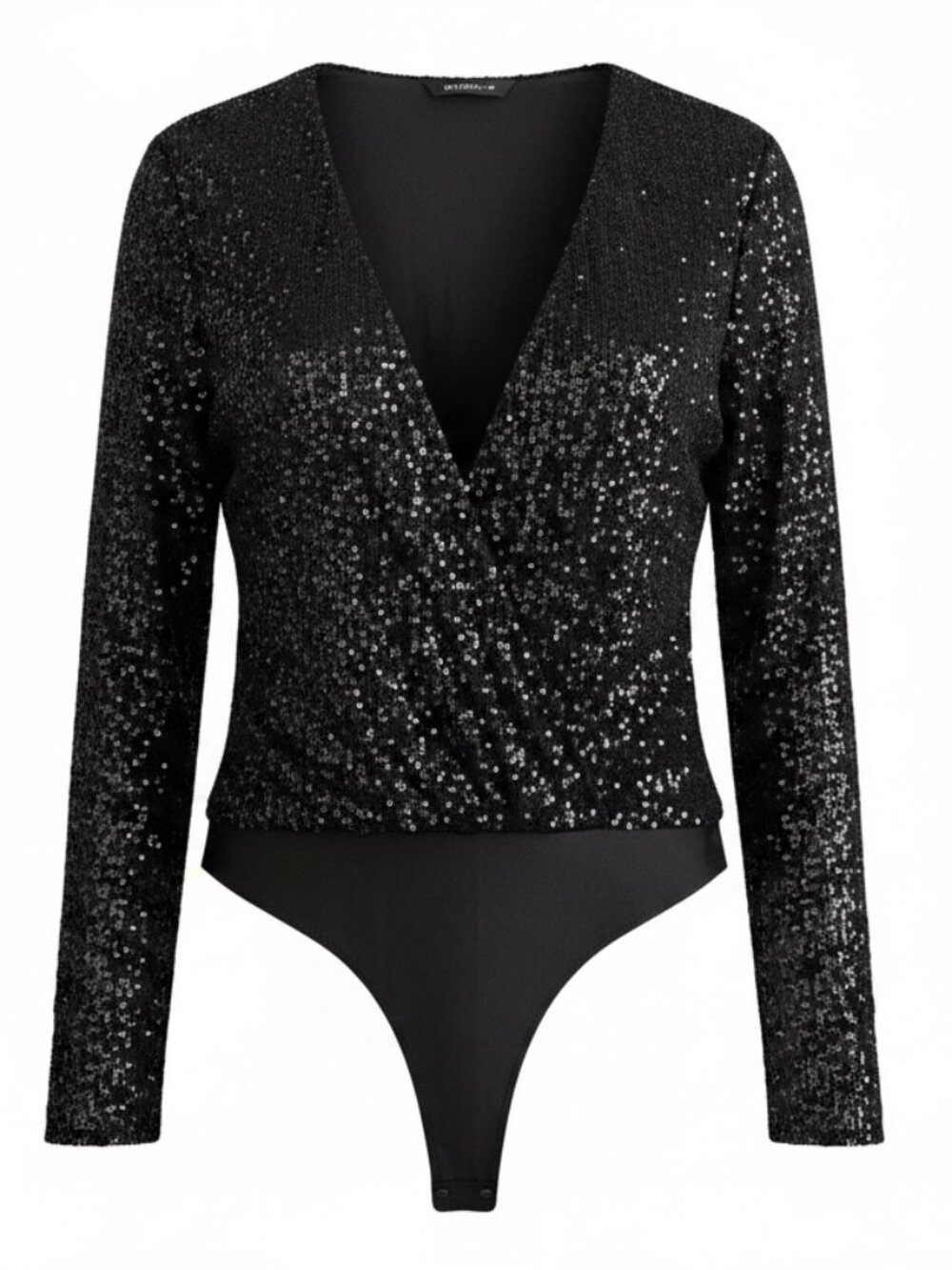 Sincerely Jules Black Sequin Wrap Long Sleeve Bodysuit Size L